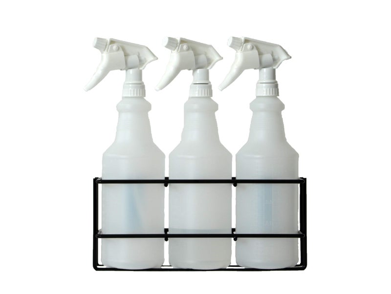 TCD Parts Up to Three 32 oz Spray Bottle Rack â€“ Wall Mount Organizer | Heavy Duty Metal Holder for Cleaning, Chemical, or Detailing Bottles | Safe & Space-Saving Storage for Garage, Shop, or Janitorial - Image 1